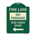 Signmission Fire Lane Tow-Away Zone W/ Left Arrow Heavy-Gauge Aluminum Sign, 24" x 18", G-1824-23978 A-DES-G-1824-23978